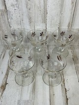 Vintage Libbey 4.25&quot; Gold Leaf Frosted Footed Wine or Cordial Glasses Set of 5 - £11.91 GBP