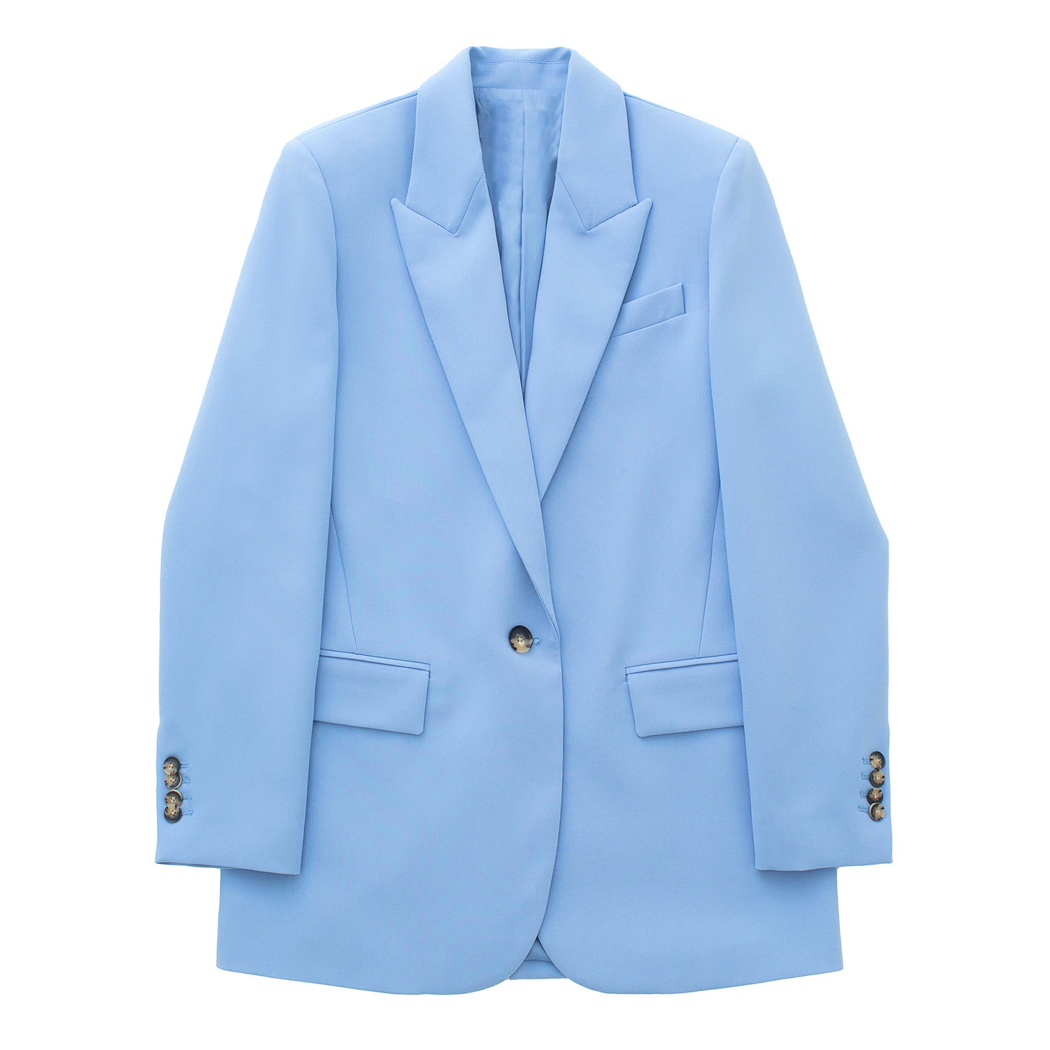 Garaouy   Spring Autumn Baby Blue Office Lady Long Sleeve Loose Suit Blazer Jack - £156.98 GBP