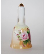 Vintage Lefton China #5202  Hand Painted 3-1/2&quot; Rose Floral Bell   #1614 - £11.79 GBP