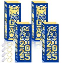 6 Pcs Graduation Table Centerpieces Lantern Boxes LED Light Blue Class 2025 - $11.02