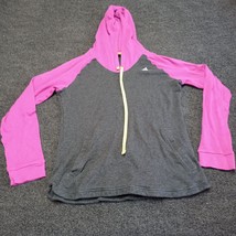 Adidas Hoodie Women Small Gray Pink Pullover Lightweight Shirt Long Sleeve - £14.52 GBP