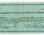 Bloomington Steam Locomotive Commission Stock One Share Certificate - $24.72