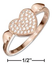 Sterling Silver Rose Colored Micro Pave Cubic Zirconia Heart with Wings Ring - £54.12 GBP+