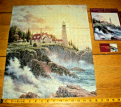 Jigsaw Puzzle 500 Pieces Thomas Kinkade Art Lighthouse Cliff Ocean Complete - $10.88