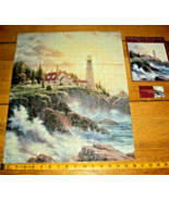 Jigsaw Puzzle 500 Pieces Thomas Kinkade Art Lighthouse Cliff Ocean Complete - £8.56 GBP