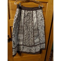 Catos Womens A-line Skirt Size 12 Modest White Brown Aztec Lined - £10.40 GBP