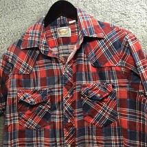 VTG American West Red Plaid Chore pearl snap size large boyfriend - £9.43 GBP
