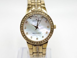 Anne Klien Watch Women New Battery Gold Tone Diamond Accent MOP Dial 27mm - £15.94 GBP