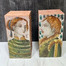 Pair Vienti Italy Terra-Cotta Bricks Blocks Gente Portraits Nobility Saints A - £110.79 GBP