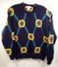 VTG. IZOD Women&#39;s Cardigan Sweater Knitted By Hand Multi Color Indian patchwork - £30.47 GBP