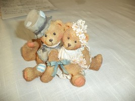 Cherished Teddies 1992 LOVE BEARS  ROBBIE &amp; RACHAEL FIGURINE Bride Groom - £16.01 GBP