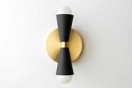Mid Century Style Brass Wall sconce Light Black And Gold Bed side &amp; Vanity light - £45.41 GBP