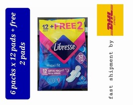 LIBRESSE  Maxi Fit Maxi Night 32cm Wings  6 packs x 12 pcs+2 pcs free -fast DHL - £94.88 GBP