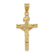 14K Yellow Gold INRI Crucifix Charm Pendant Jewelry 31mm x 9mm - £71.77 GBP