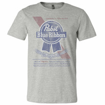 Pabst Blue Ribbon Distressed Logo T-Shirt for Men Grey - £27.85 GBP+