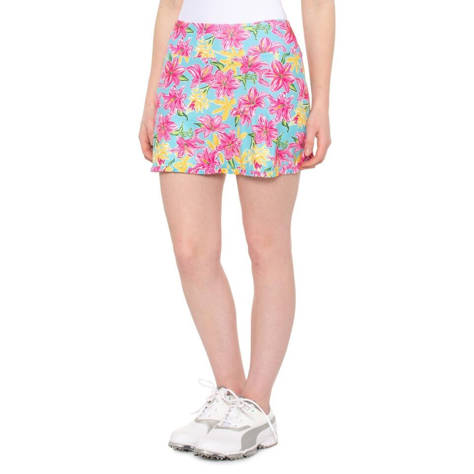 NWT GOTTEX Aqua Hot Pink Yellow Floral Golf Tennis Nikki Ruffle Skort S M L XL