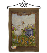 Duck &amp; Duckies Burlap - Impressions Decorative Metal Wall Hanger Garden Flag Set - £26.68 GBP