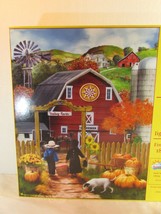 500 Pc Jigsaw Puzzle  VALLEY FARM 18X24&quot; FINISHED BARN SUNFLOWERS - $18.00
