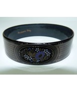 Michaela Frey Marked Modernist Bangle Bracelet Silver on Black Enamel, D... - €95,22 EUR