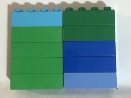 Lego Duplo 2x4 Lot Of 10 Pieces Parts Green Blue - £7.11 GBP