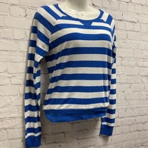 Hollister Womens Casual Top Blue White Striped Long Sleeve Scoop Neck Co... - £12.07 GBP