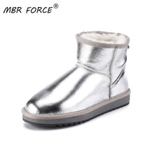 New Waterproof Sheepskin Leather  Color Women Sheep Lined Short Ankle Snow Boots - £102.82 GBP