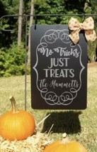 No Tricks Just Treats Halloween Fall 12x18 Engraved Garden Flag Yard Sign Gift - £39.92 GBP