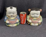 Rare Vintage Bloomingdale’s Buddha Babies Ceramic Figures Boy and Girl E... - $133.65