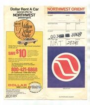 Northwest Orient Airlines Ticket Jacket Dollar Rent a Car Rental 1979 - $17.82