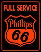 Phillips 66 Full Service Motor Oil Premium Vintage Garage Wall Metal Tin Sign - £12.50 GBP