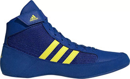 Adidas HVC 2 Wrestling Shoes Mens Size 10 Blue &amp; Yellow w/strap Lace up - $907.12 MXN