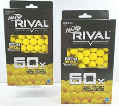 2 Nerf Rival 60 High Impact Rounds Set Yellow Nerf Balls Toy Battle Kids Fun NEW - £27.23 GBP