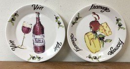 Set Pair 2 Vintage 90s Bella Ganz Italian Vin Fromage Wine Cheese Plates... - £31.96 GBP