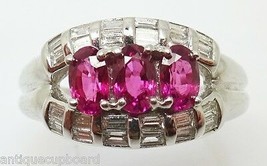 Fine Platinum Genuine Natural Ruby and Diamond Ring (#J3259) - £1,599.54 GBP