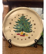 Vintage Nashco hand painted metal Christmas tree Tray - Retro holiday de... - $267.68 MXN