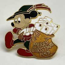 Disney Mickey Mouse Santa Merry Christmas 1995 Cartoon Lapel Hat Pin Pin... - £6.03 GBP