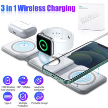3in1 Foldable 15W Magnetic Wireless Charger Pad For iPhone 14 13 iWatch Air Pods - £32.06 GBP