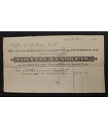 1881 antique BRISTOL MFG CO bristol vt COFFINS CASKETS UNDERTAKER BILLHEAD - £38.37 GBP