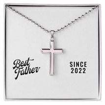 Best Father Since 2022 - Stainless Steel Ball Chain Cross Necklace - £47.92 GBP