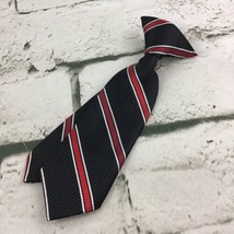 Boys Toddler Clip-On Neck Tie Black Red White Striped 7” Long Fancy Dres... - £6.20 GBP