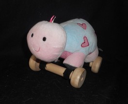 Carter&#39;s Just One You Pink Ladybug Wooden Wheels Stuffed Animal Plush Rattle Toy - £18.82 GBP