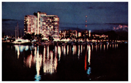 The Glamorous Ilikai from Waikiki Yacht Harbor Hawaii Postcard Posted 1968 - $6.64