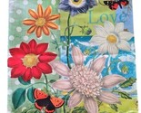 Handcrafted ~ LOVE ~ Floral ~ 17.5&quot; x 17.5&quot; ~ Walter Robinson Print Pill... - $28.05