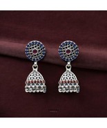 925 Sterling Silver Multi CZ handmade Oxidized gifting Jhumki Women Earr... - €48,51 EUR