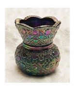 Vintage Hansen Amethyst Daisy &amp; Button Carnival Glass Toothpick Holder-E... - $47.39 CAD