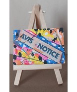 Original Abstract Acrylic Painting Collage Signed 2.5 x 3.5 Collectible ... - $2.89