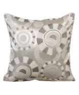 Ivory Throw Pillow Covers 16"x16" Silk, Ivory Circles - $24.18+