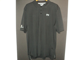 Under Armour Heat Gear Polo Shirt Men&#39;s 2XL Loose Black Short Sleeves - £15.99 GBP