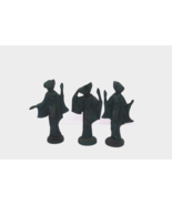 Set of 3 Vintage Cast Iron Dancing Japanese Geisha Lady Figurines Unmarked - $34.64