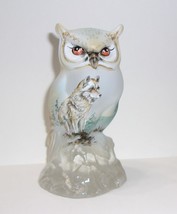 Fenton Glass Crystal Wolf on Rock Owl Figurine Ltd Ed #7/65 M. Kibbe - $232.32